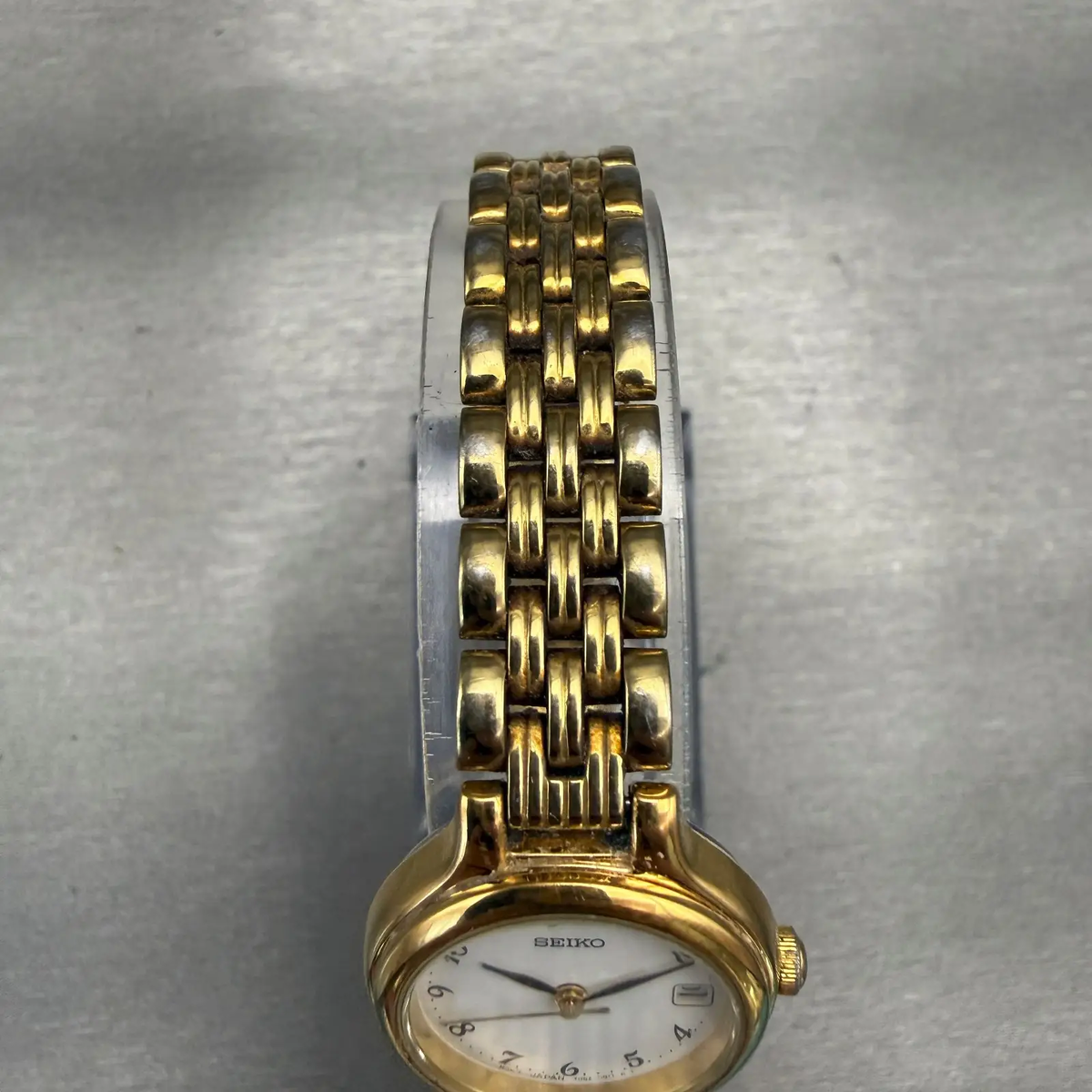 Seiko Watch Women 23mm White Dial Gold Tone Date Round 7N82-0228 VTG New Battery4