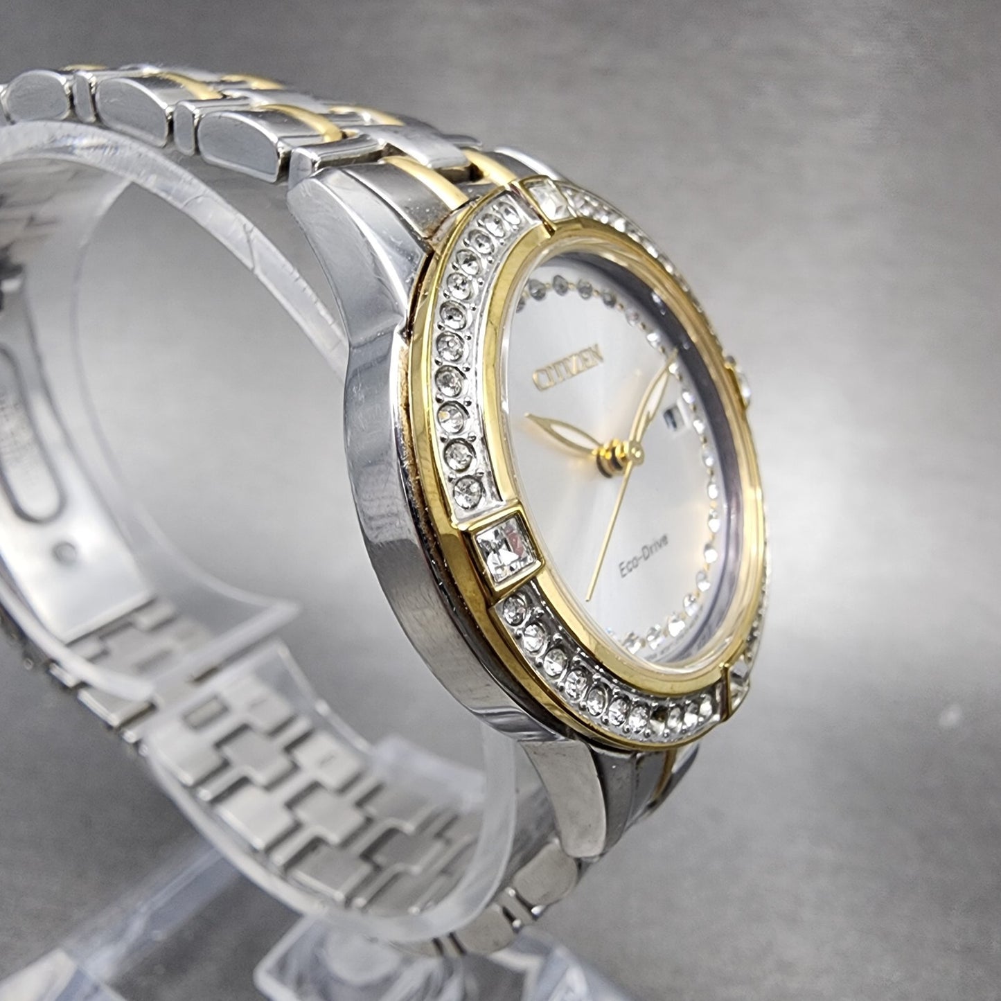 Citizen EcoDrive Silhouette Watch Women 29mm Silver Dial Two Tone Date Works3