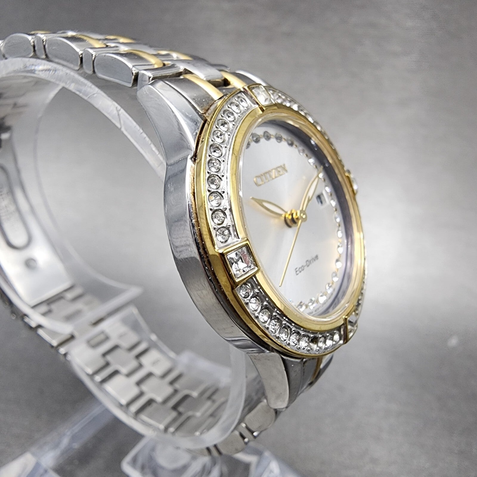 Citizen EcoDrive Silhouette Watch Women 29mm Silver Dial Two Tone Date Works3