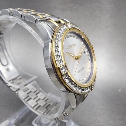 Citizen EcoDrive Silhouette Watch Women 29mm Silver Dial Two Tone Date Works3