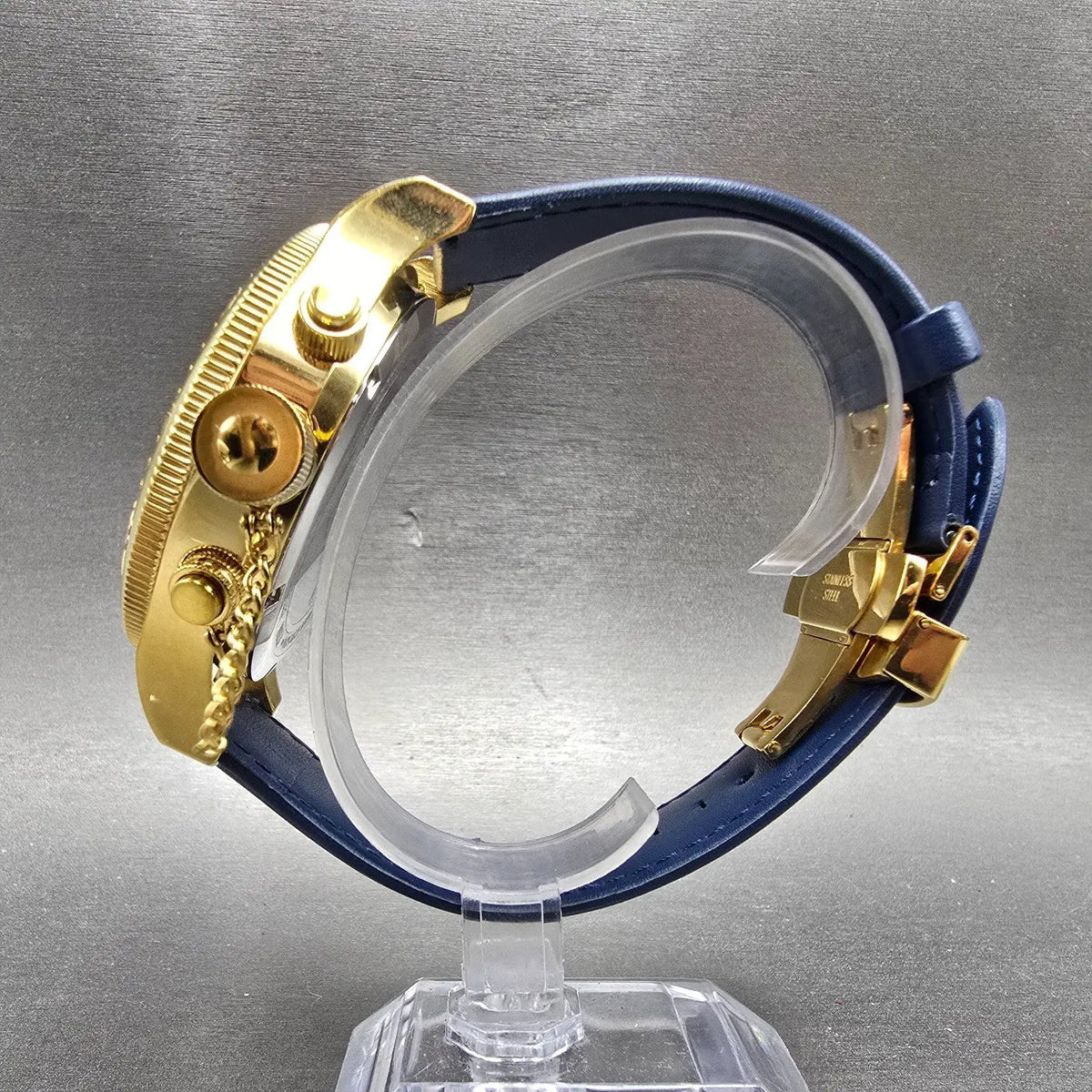 Invicta Russian Diver Chronograph Watch Men 52mm Blue Dial Gold Date 6242 NewBat6