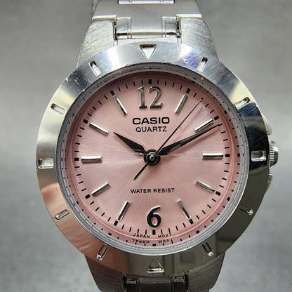 Casio Watch Women 24mm Pink Dial Silver Tone Round LTP1177 New Battery1