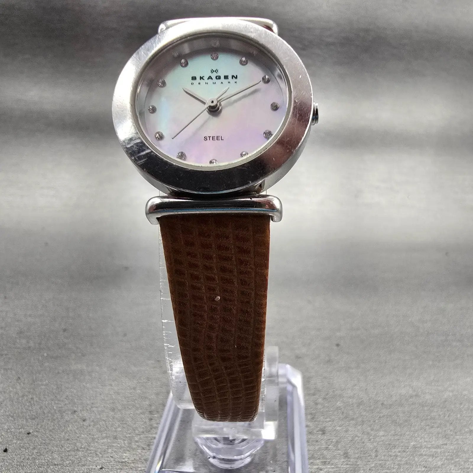 Skagen Watch Women 25mm MOP Dial Silver Tone Round 107SSLVW1 New Battery5
