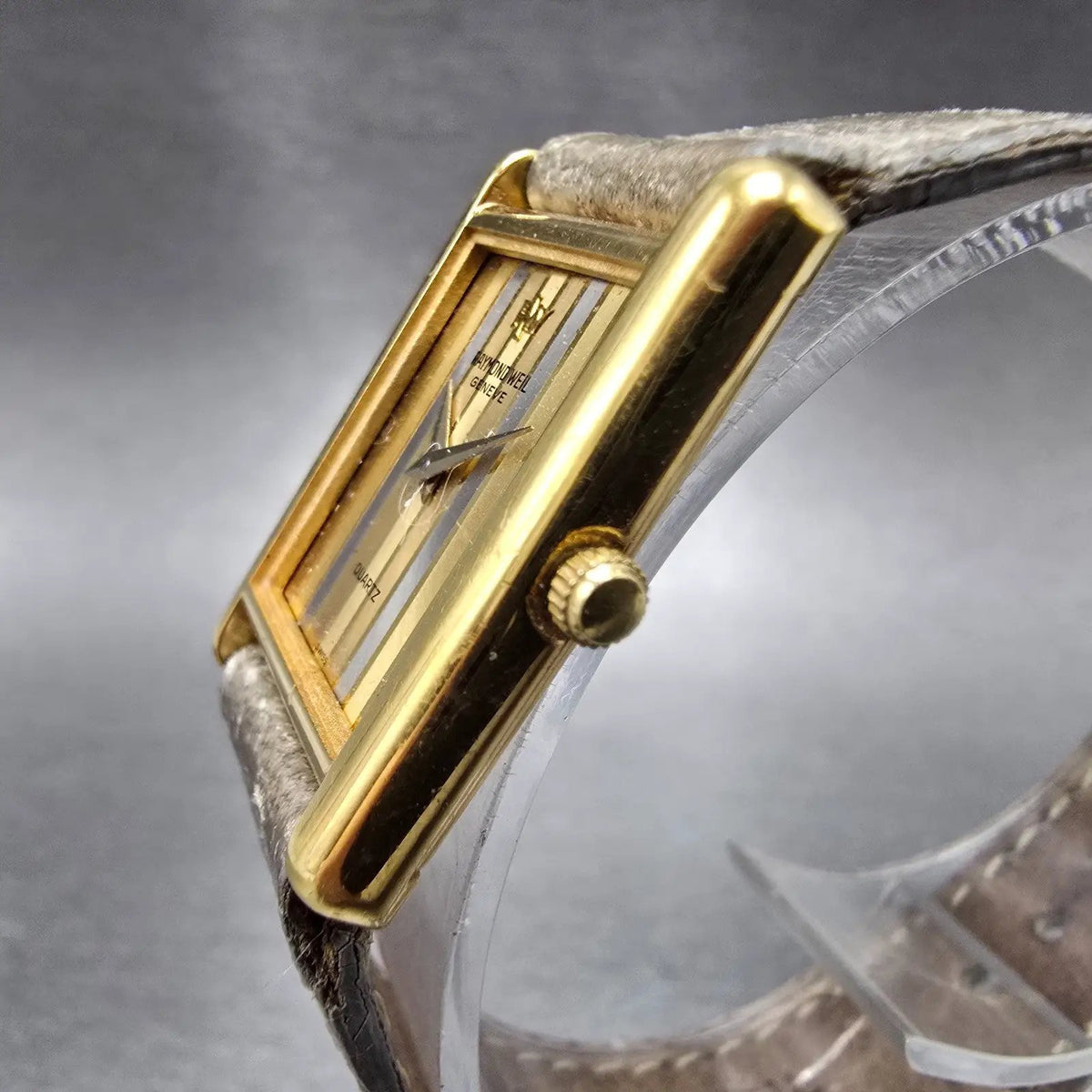 Raymond Weil Tank Watch Women 20mm Gold Dial Gold Plated 5766 NO GLASS New Batt2
