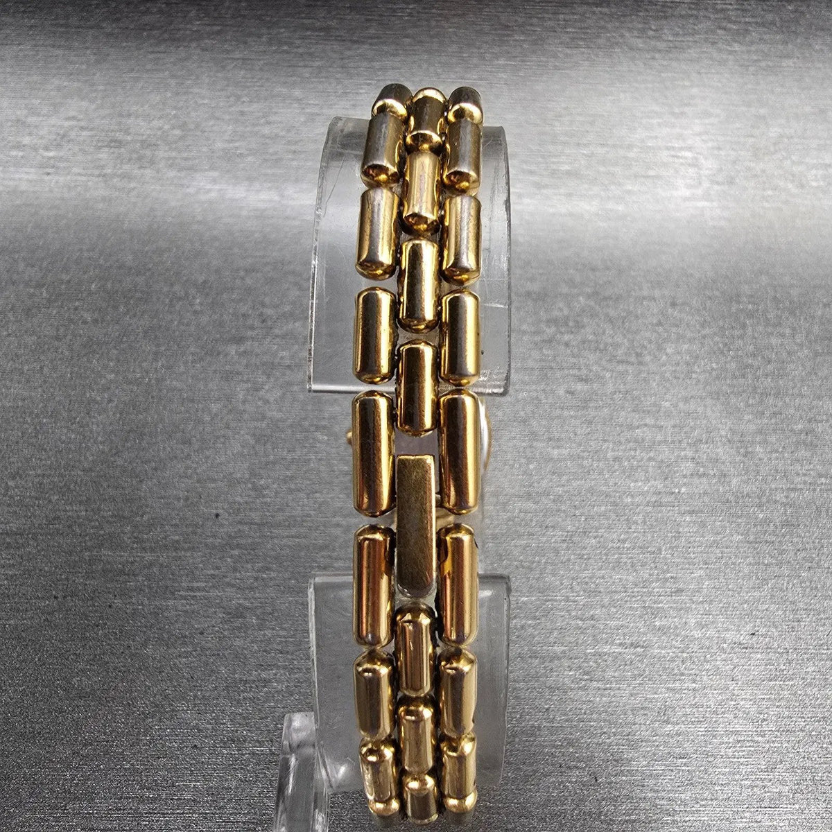Bulova Watch Women 16mm Black Dial Gold Tone Oval 92F12 New Battery Diamonds VTG7