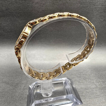 Bulova Watch Women 21mm White Dial Gold Tone Gemmed Round 98R06 New Battery6