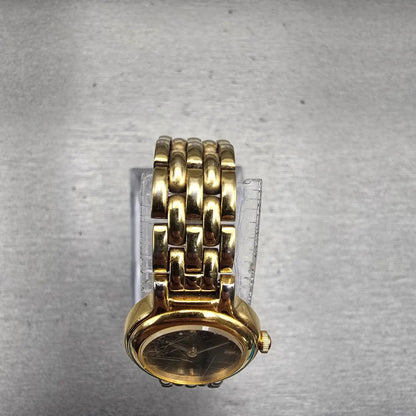 Seiko Watch Women 19mm Black Dial Gold Tone Round 1N00-0C49 New Battery VTG L4