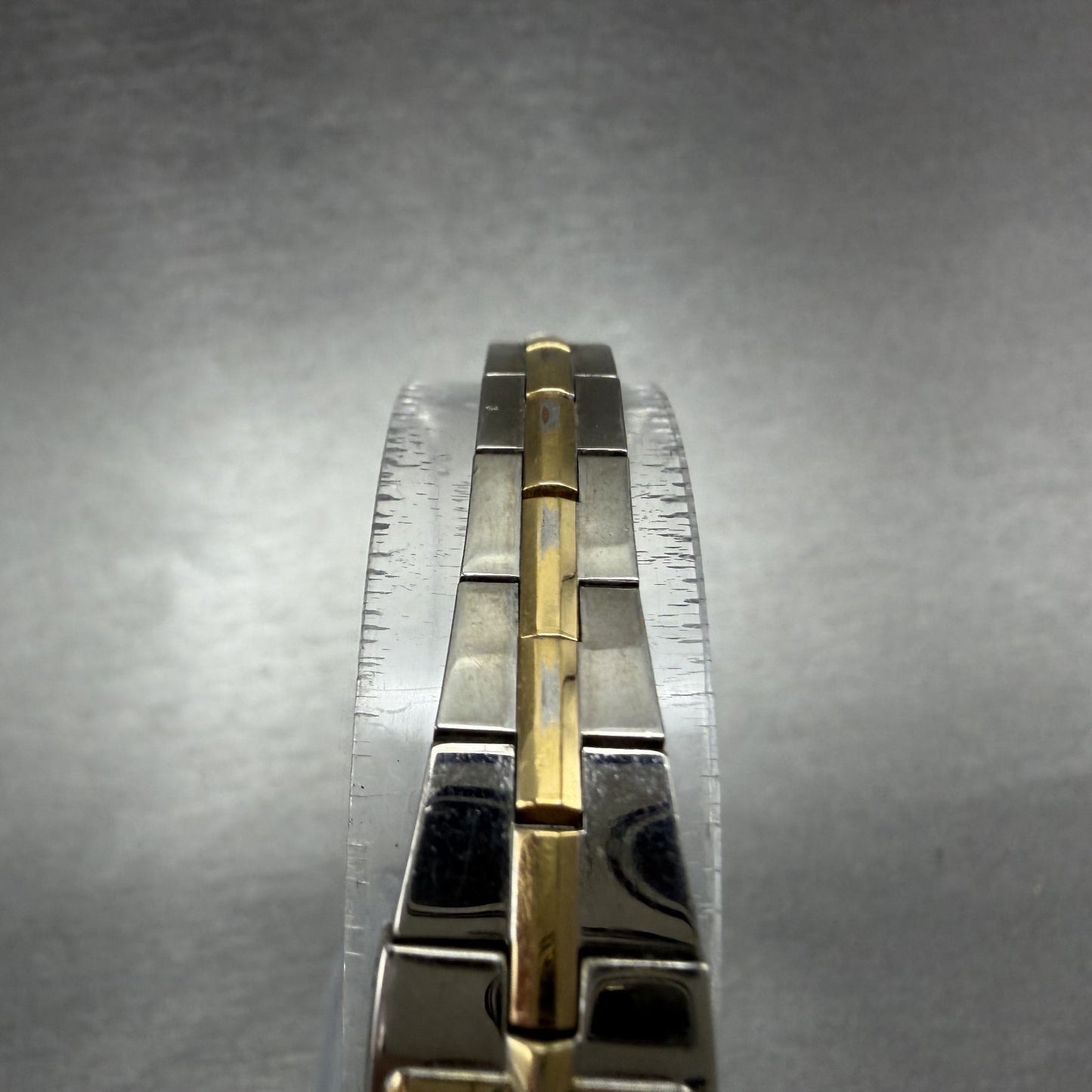 Seiko Tank Watch Women 13mm Black Dial Two Tone Rectangle 2E20-0AY0 New Batt II64