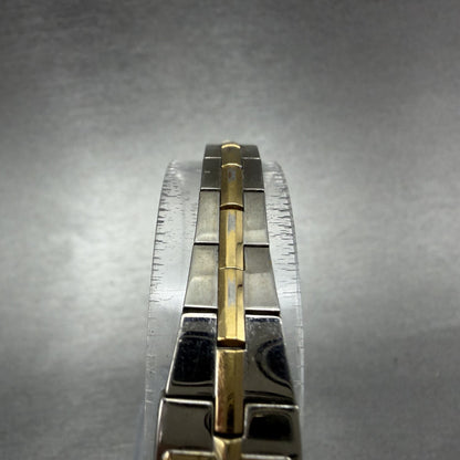 Seiko Tank Watch Women 13mm Black Dial Two Tone Rectangle 2E20-0AY0 New Batt II64