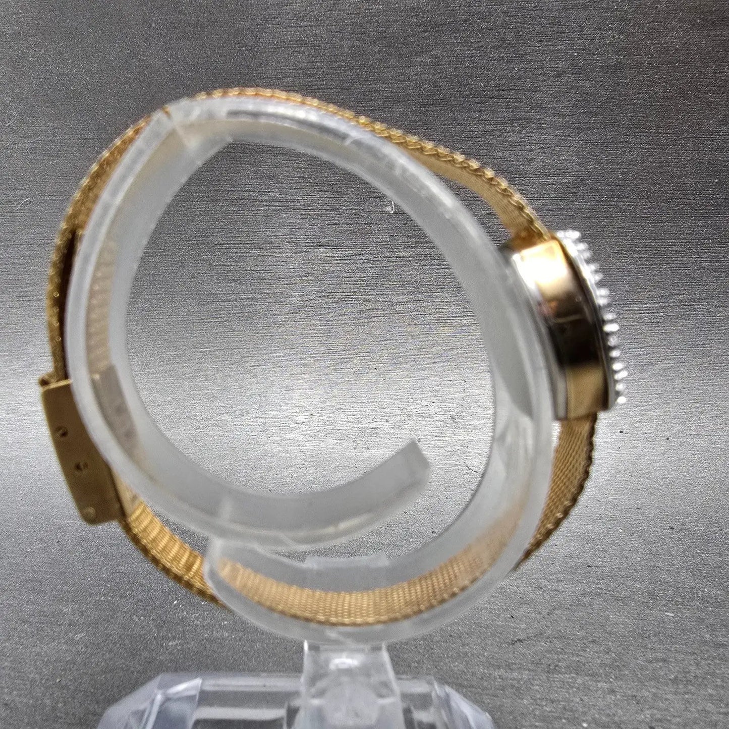 Gruen Precision Watch Women 17mm Champagne Dial Gold Tone Diamond Bezel NewBatt9