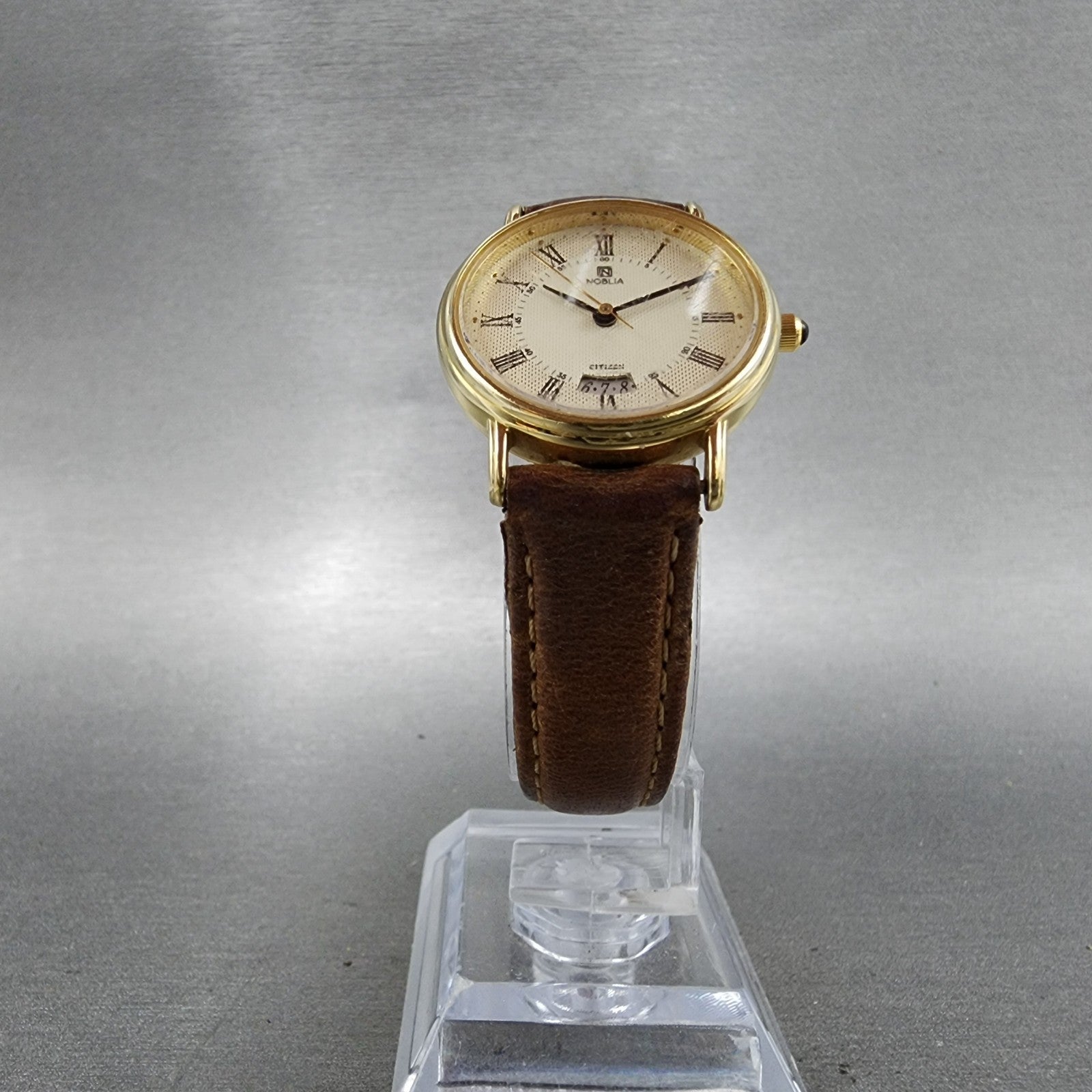 Citizen Noblia Watch Women 27mm Champagne Dial Gold Tone Date New Battery VTG5