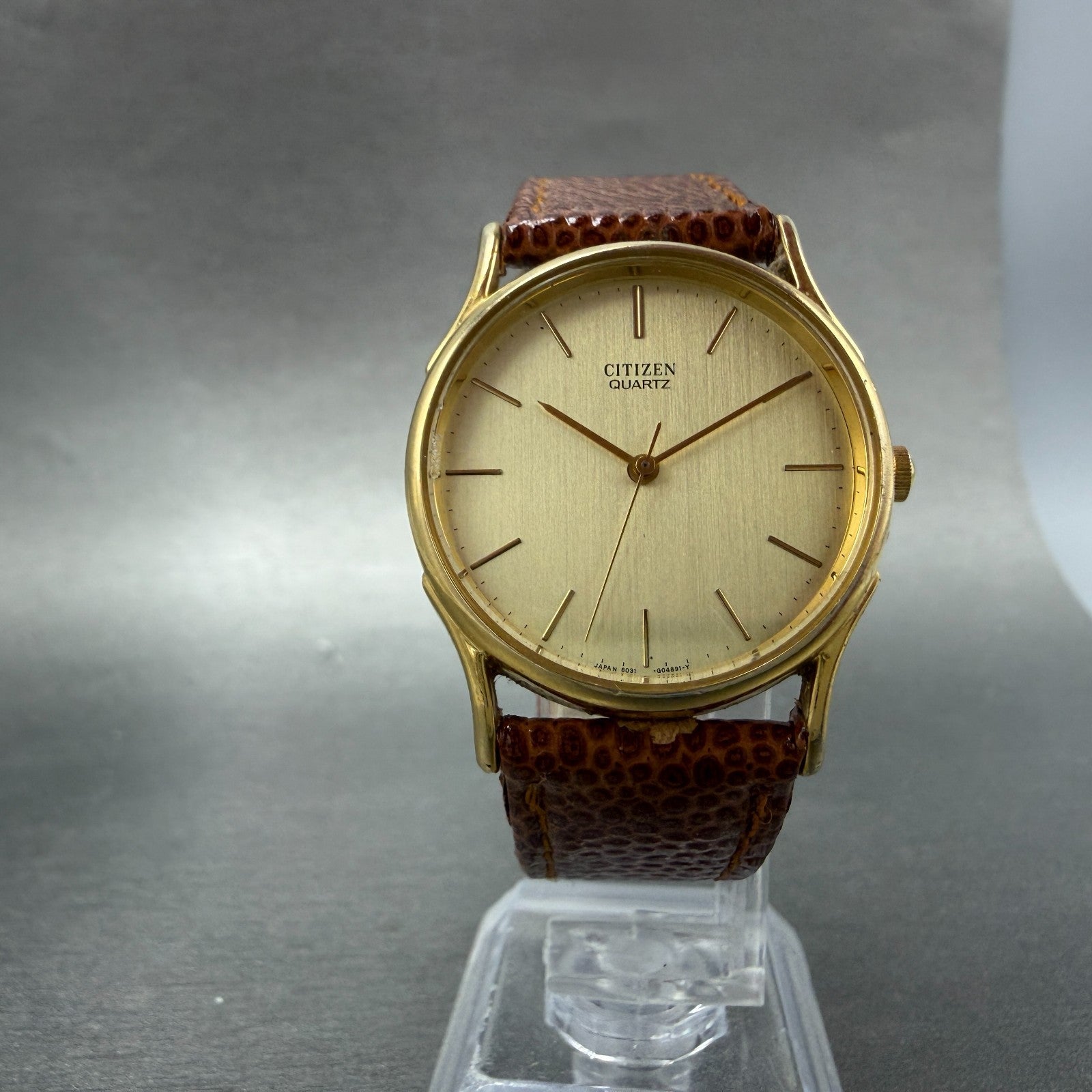 Citizen Watch Unisex 31mm Gold Dial Gold Tone Round 6031-G00 996 New battery6