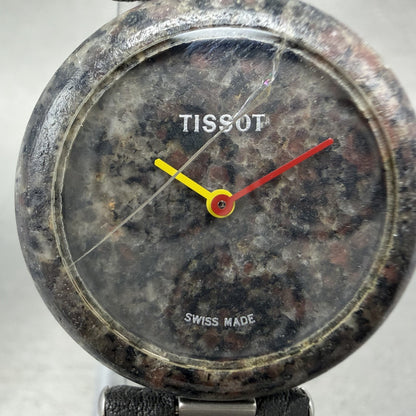 Tissot Rock Watch Women 30mm Gray Stone Dial Stone Case Round PARTS CRACKED!!!1