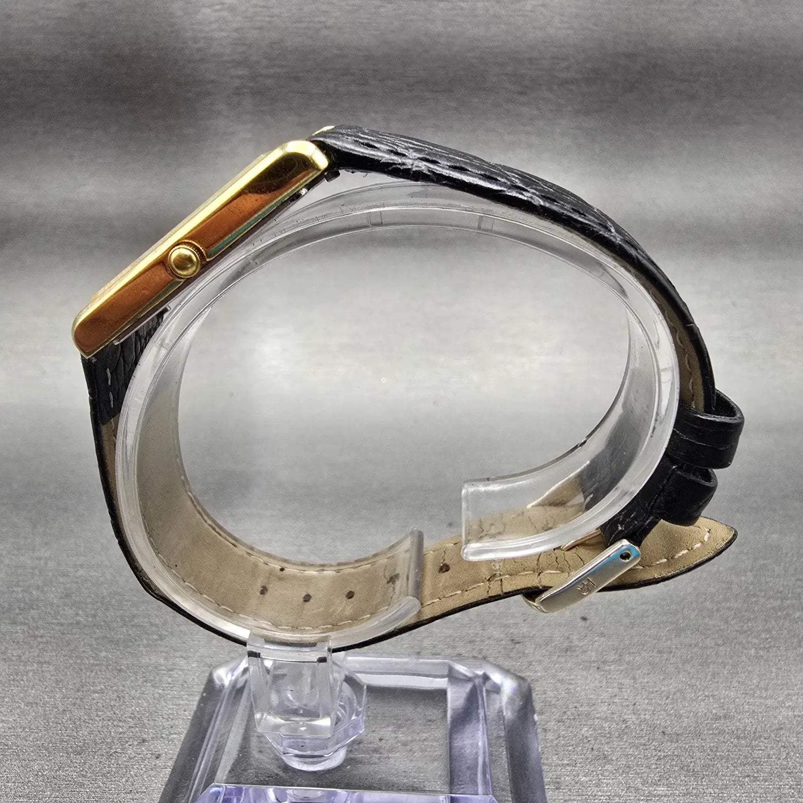 Seiko Tank Watch Men 25mm White Dial Gold Tone Rectangle V700-5K39 New Battery6