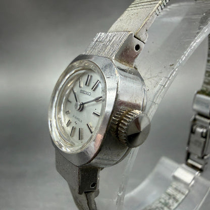 Seiko Watch Women 16mm Silver Dial Silver Tone Manual Round 11-0340 Runs Vintage2