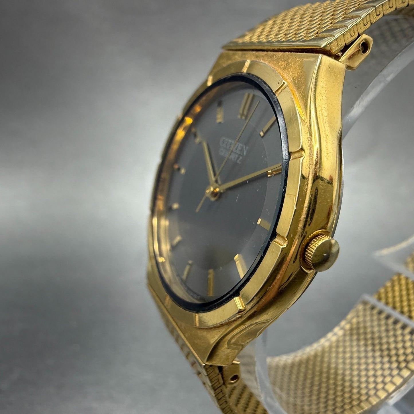 Citizen CQ Watch Men 31mm Gray Dial Gold Tone Round 6031-K06584 New Battery2