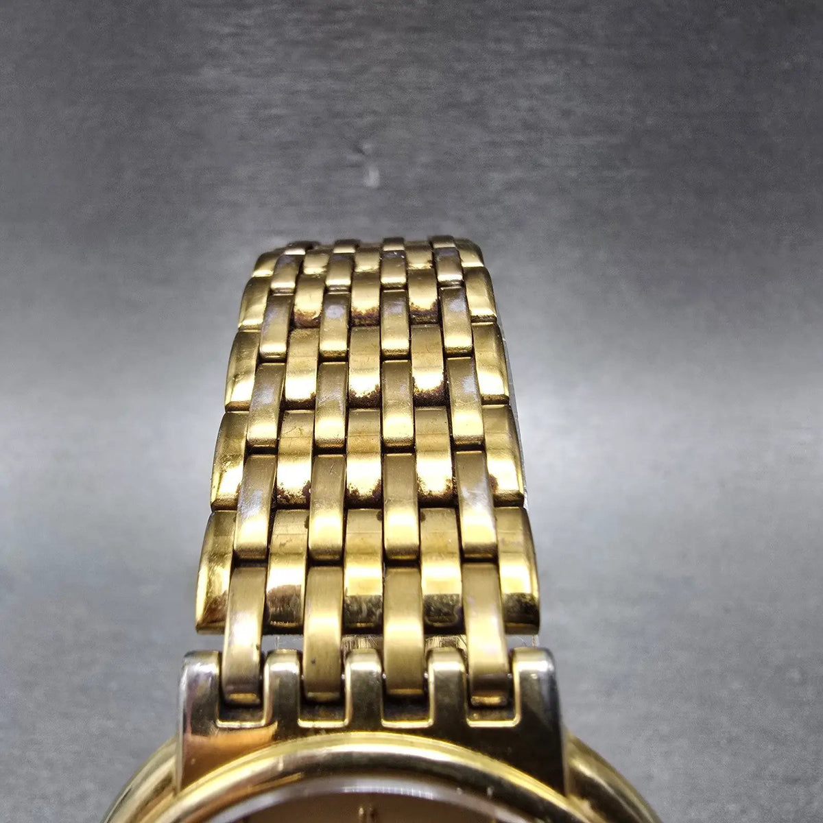 Seiko Watch Men 24mm Gold Dial Gold Tone Round Date 5Y39-6040 VTGPARTS5