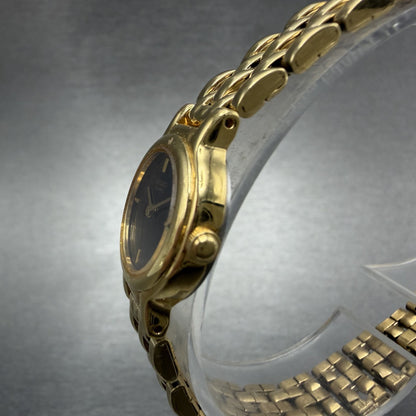 Seiko Watch Women 19mm Black Dial Gold Tone Round Vintage 1N00-0C49 New Battery2