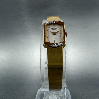Seiko Lassale Watch Women 13mm White Dial Gold Tone Hexagon 1E50-5039 New Batt A5
