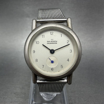 Skagen Watch Women 28mm Silver Dial Silver Tone Small Seconds Round New Battery0