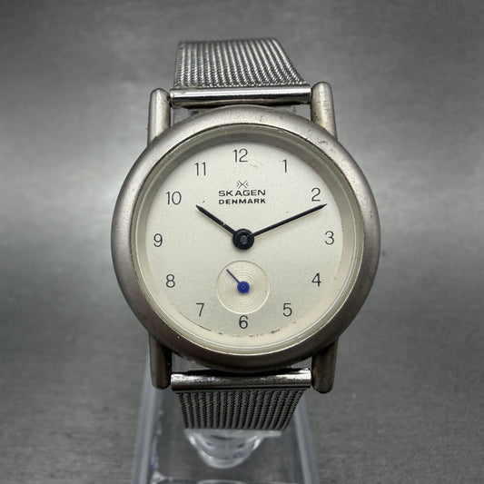 Skagen Watch Women 28mm Silver Dial Silver Tone Small Seconds Round New Battery0