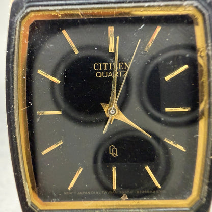 Citizen CQ Tank Watch Men 26mm Black Dial Black & Gold Tone 3630-891309 PARTS2