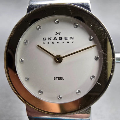 Skagen Freja Watch Women 26mm White Dial Two Tone Round 358SGSC New Battery1