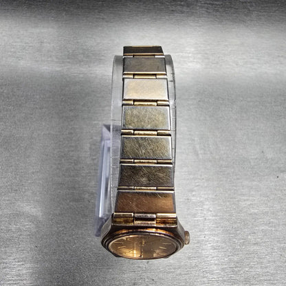 Seiko Watch Women 22mm Gold Dial Gold Round 2C21-0049 New Battery Vintage JP234