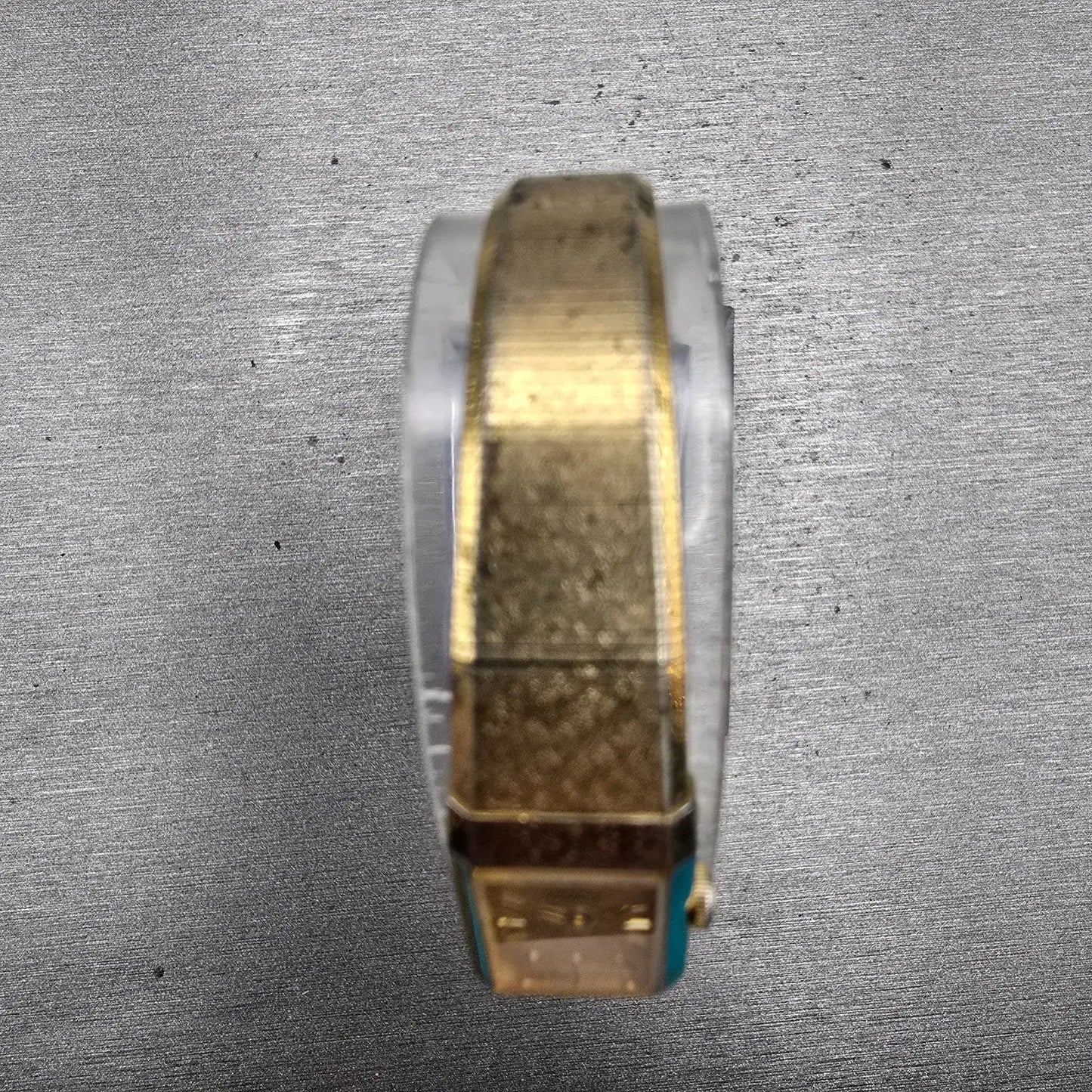 Seiko Watch Women 12mm Gold Dial Gold Tone Rectangle 2E20-5029 New Battery VTG4