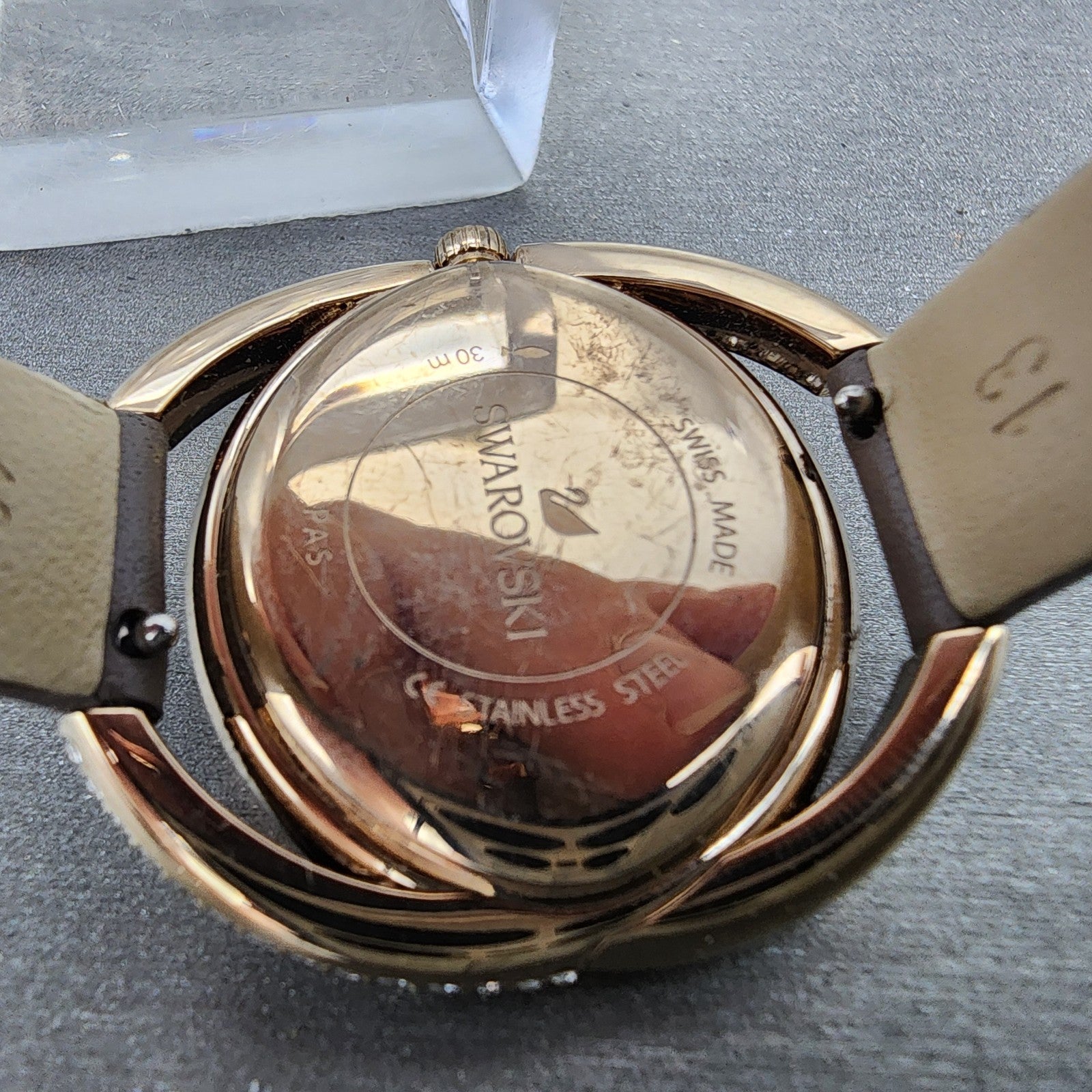 Swarovski Duo Watch Women 33mm Brown Dial Rose Gold Tone Oval 5484376 New Batt9