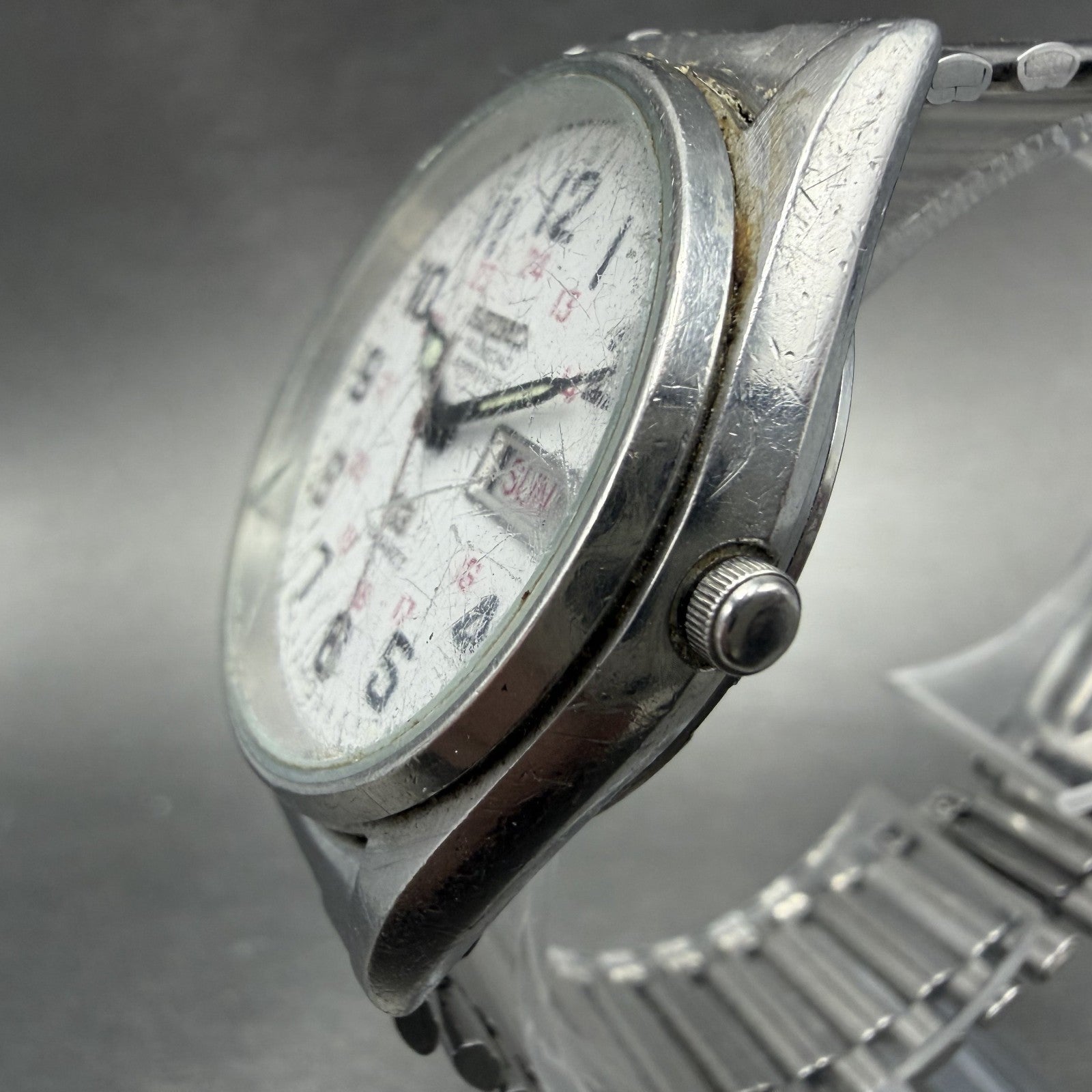 Seiko SQ Railroad Approved Watch Men 34mm White Dial Steel Daydate New Battery2