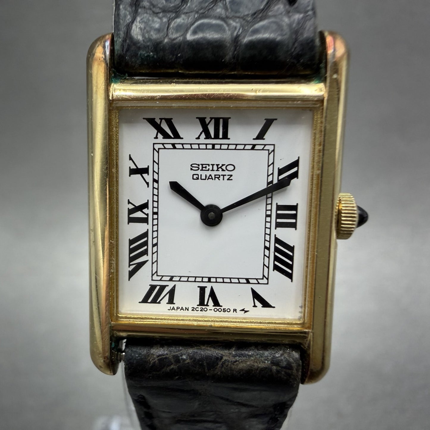 Seiko Tank watch Women 17mm White Dial Gold Tone Rectangle 2C205010 New Battery1