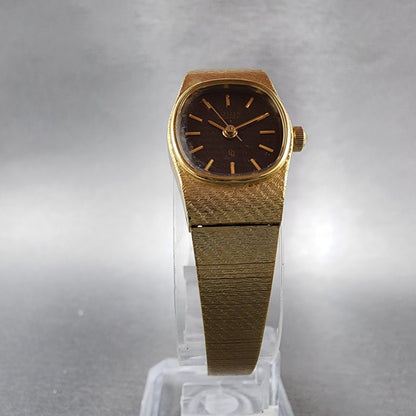 Citizen CQ Watch Women 17mm Brown Dial Gold Tone Oval 4102401 New Battery5