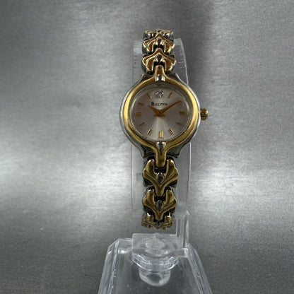 Bulova Watch Women 20mm Silver Dial Two Tone Round 98P08 New Battery5