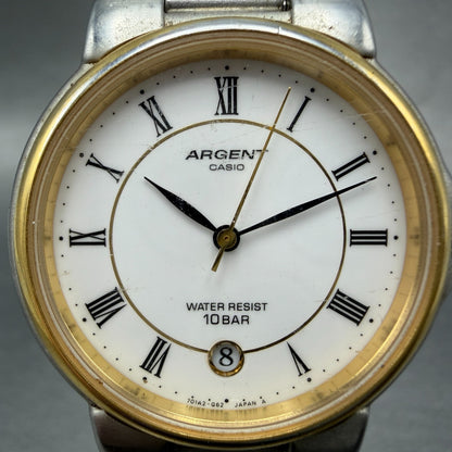 Casio Argent Watch Women 33mm White Dial Two Tone Date Round MTW-114 New battery1