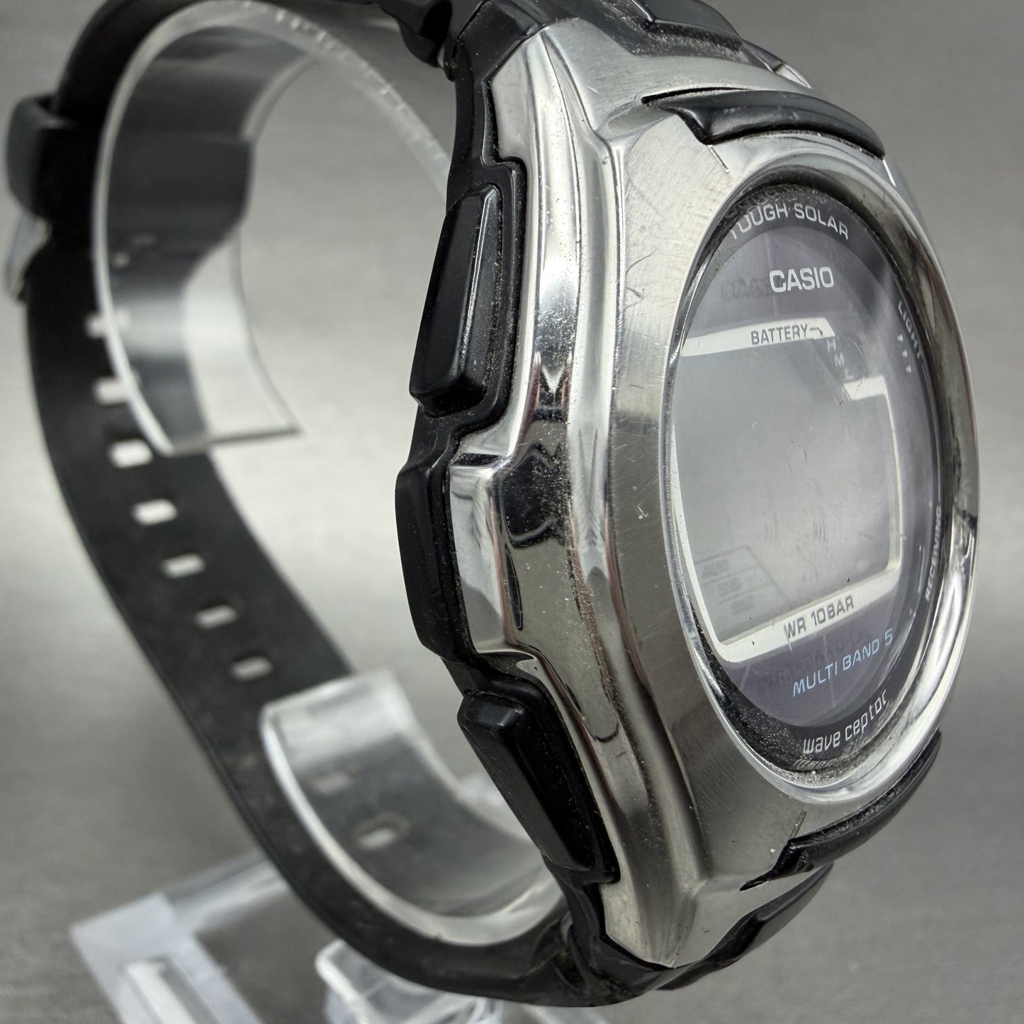 Casio Waveceptor WV-M120 Watch Men 45mm Digital Silver Black Alarm Chrono PARTS4