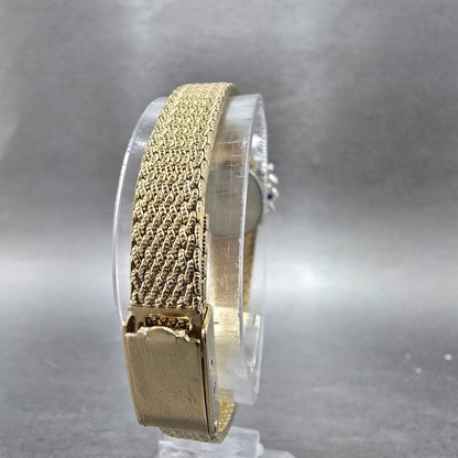 Nicolet Watch Women16mm White Dial Gold Tone Blue Sapphire Oval Mesh Band PARTS7