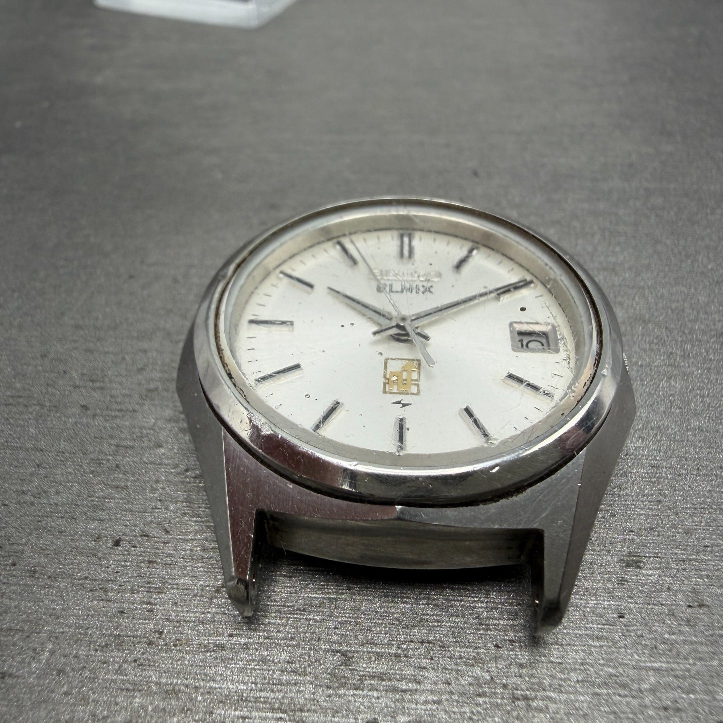 Seiko Elinx Watch Men 37mm Silver Dial Silver Tone Date Round 0702-7070 PARTS3