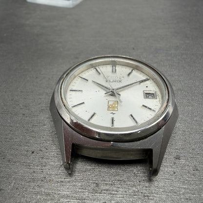 Seiko Elinx Watch Men 37mm Silver Dial Silver Tone Date Round 0702-7070 PARTS3