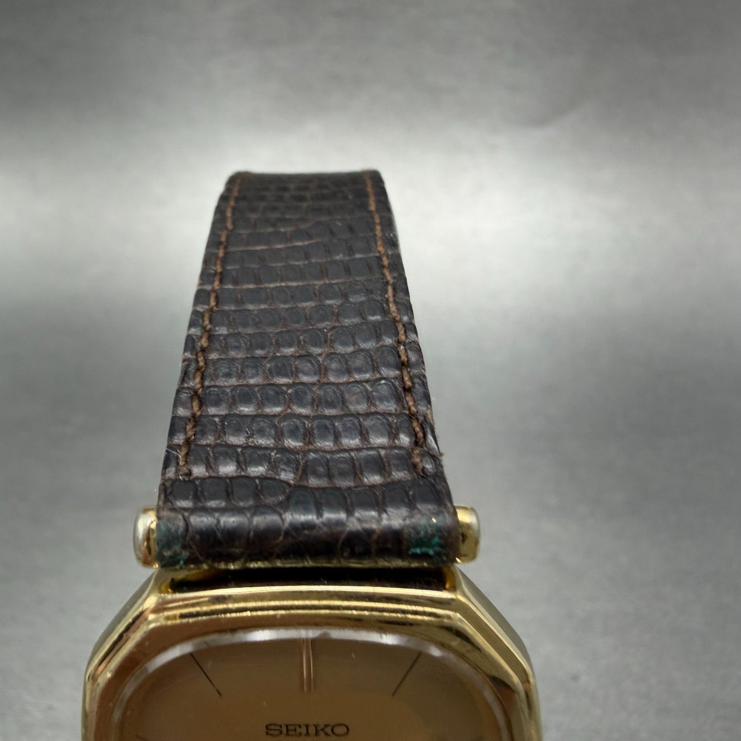 Seiko Watch Men 29mm Champagne Dial Gold Tone Oval 7800-5349 New Battery Vintage4