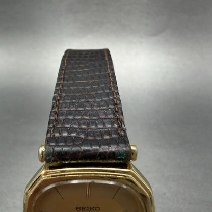 Seiko Watch Men 29mm Champagne Dial Gold Tone Oval 7800-5349 New Battery Vintage4