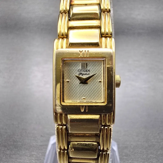 Citizen Elegance Watch Women 14mm Champagne Dial Gold Tone 5421-H21467 New Batt0