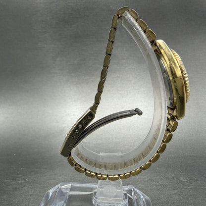 Seiko SQ Watch Women 24mm Gold Dial Gold Tone Daydate Round 3E23-0A60 NewBatt 5V8