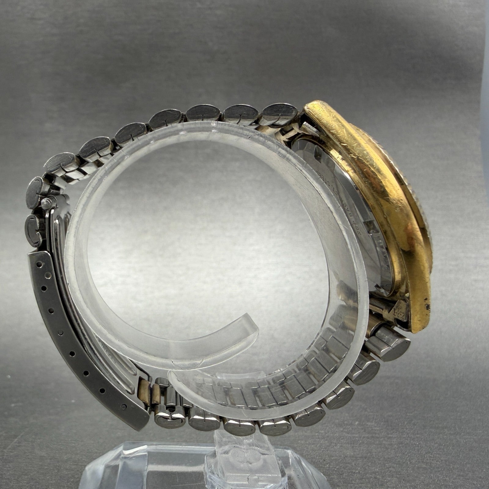 Seiko SQ Presdisent Watch Men 36mm Gold Dial Gold Tone Daydate 7123-8050 PARTS9
