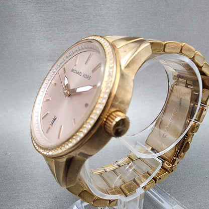 Michael Kors Ritz Watch Women 37mm Rose Dial Rose Gold Tone Date New Battery2