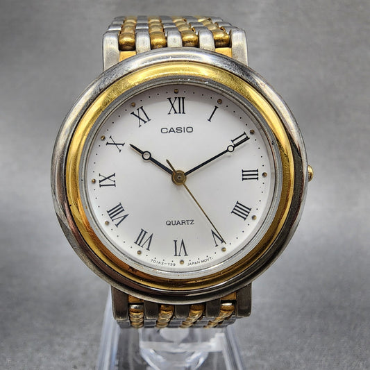 Casio Watch Men 32mm White Dial Two Tone Round MQ778 New Battery0