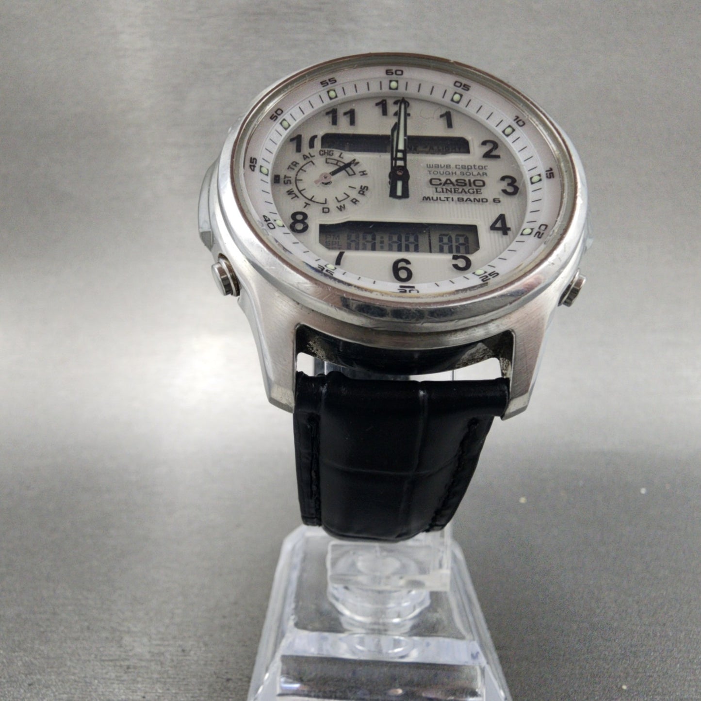 Casio Lineage LCWM300 Watch Men 43mm White Dial Steel Analog Digital Works5