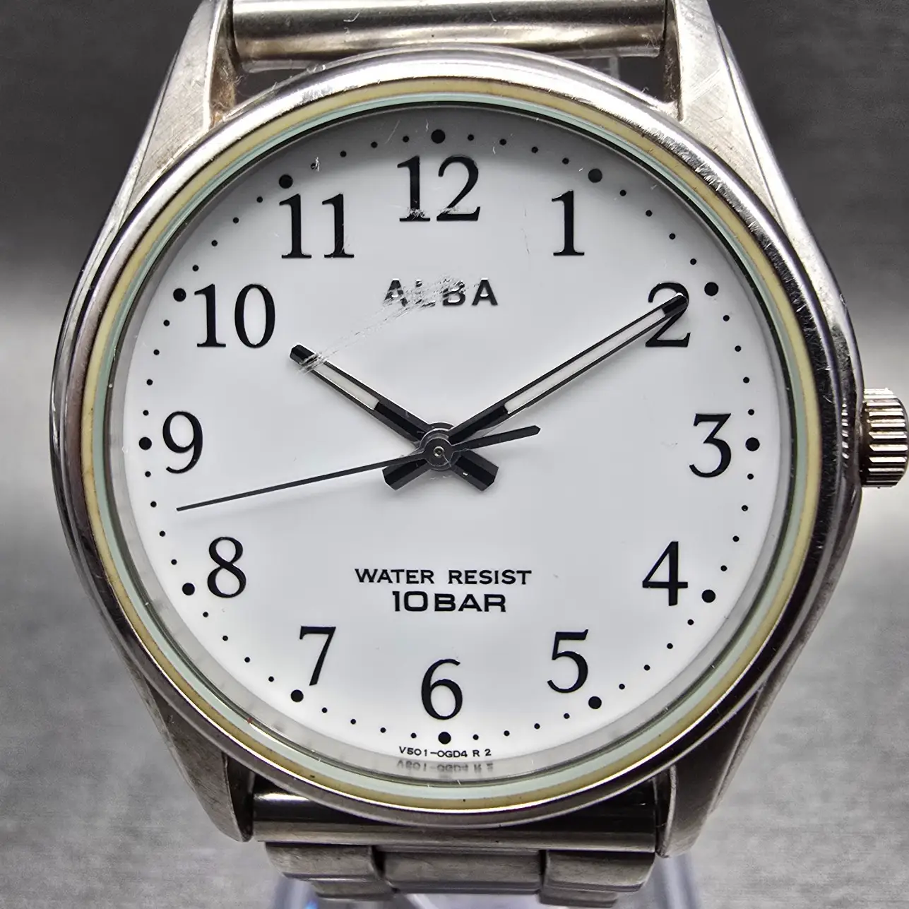 Seiko Alba Watch Men 33mm White Dial Silver Tone Round V501-0BN0 New Battery1