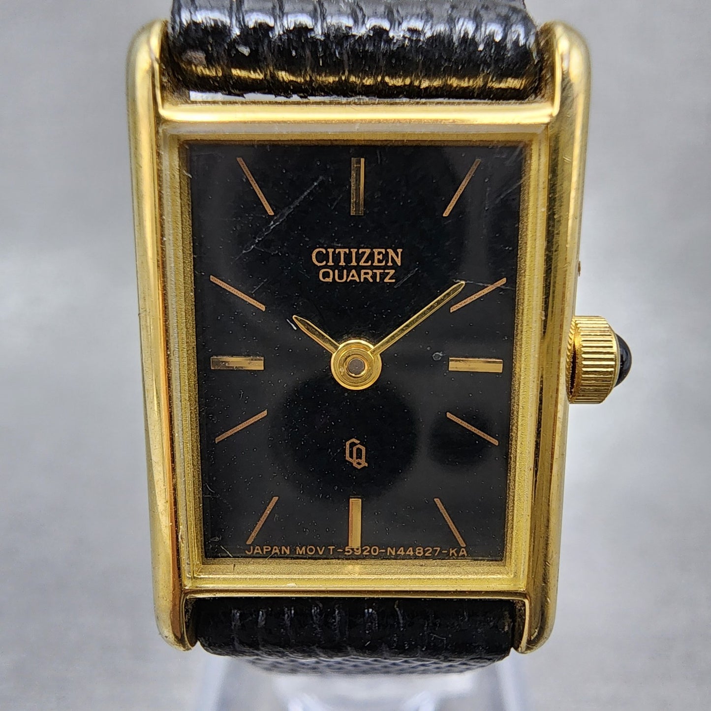 Citizen CQ Tank Watch Women 17mm Black Dial Gold Tone Rectangle New Battery1
