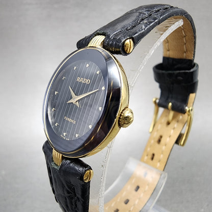 Rado Florence Watch Women 23mm Black Dial Gold Tone Oval 153.3695.2 New Battery2